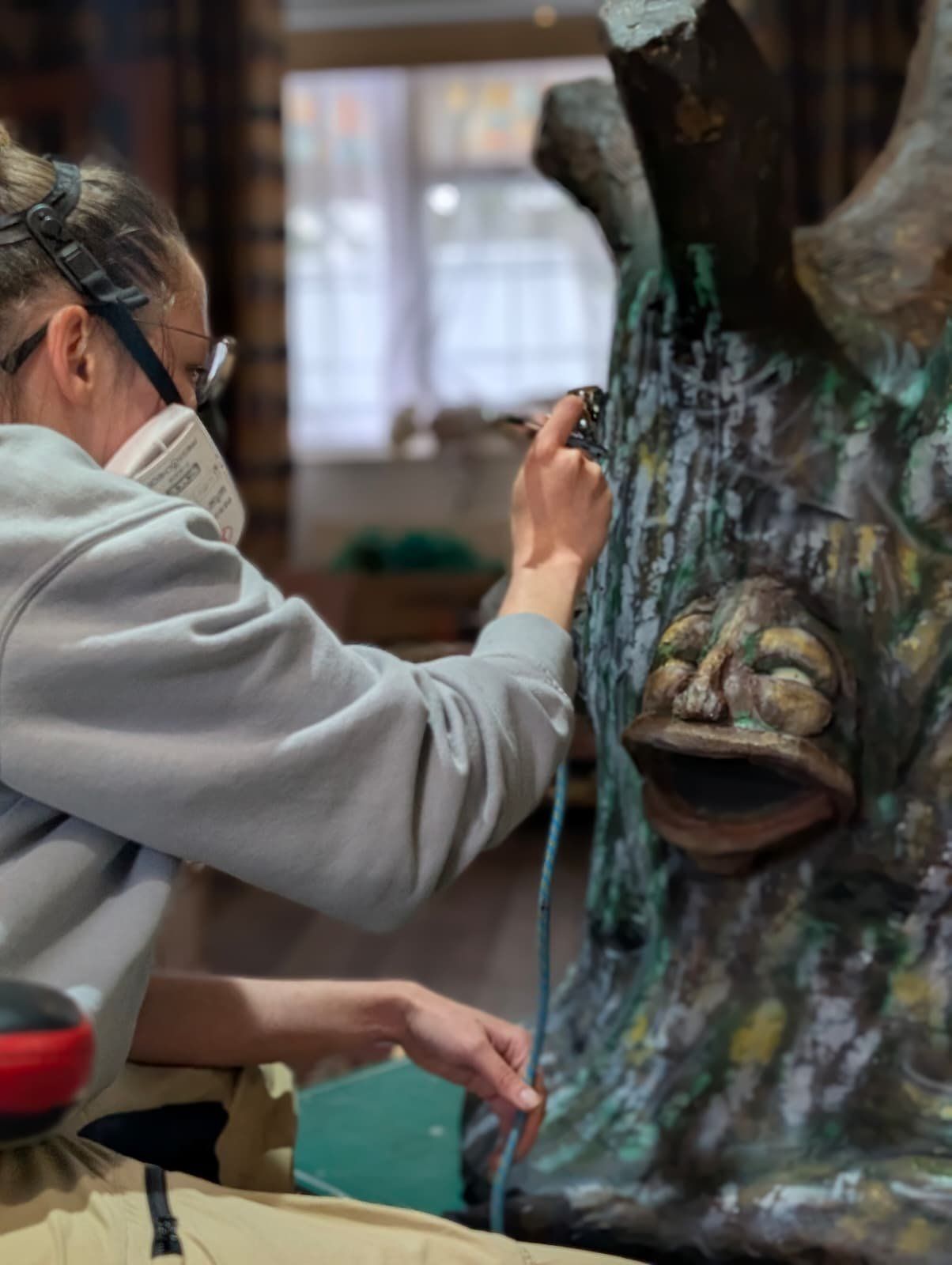 Painting the bark.