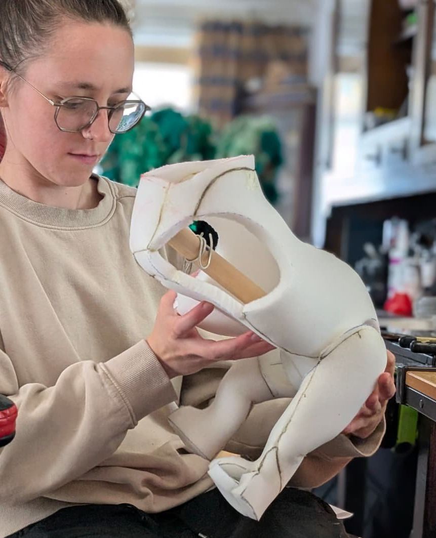 Working on Polly’s body.