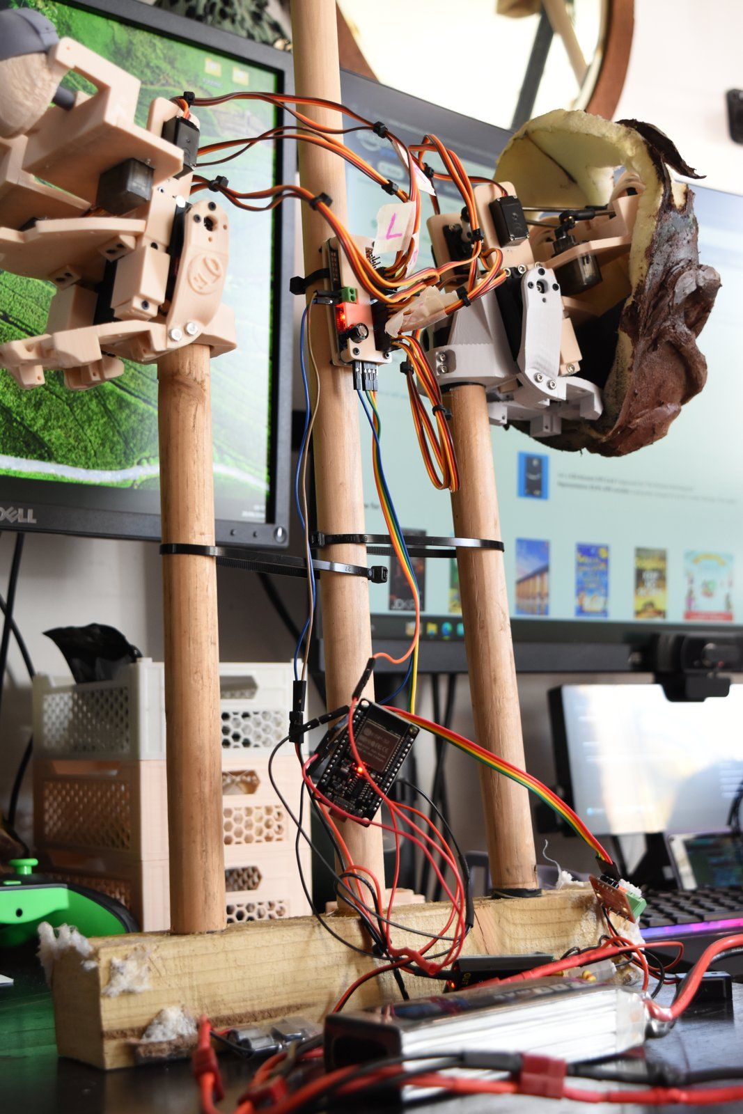 Testing the mechanisms on a frame.